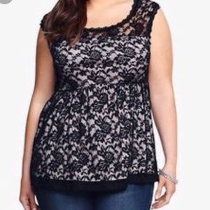 EUC Torrid Empire Waist Lace Top